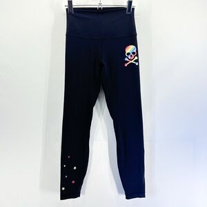 Lululemon x Soul Cycle Black Align Leggings Rainbow Skull and Stars Size 4